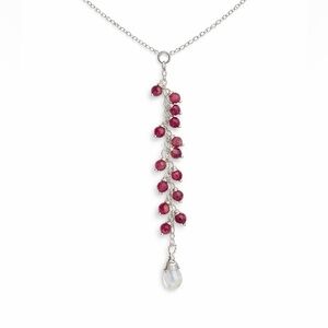L1600 Ruby & Moonstone Lariat Necklace